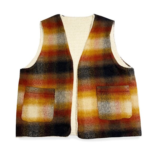 Vintage Le Chateau, Wool Blend Plaid Vest - Picture 1 of 4